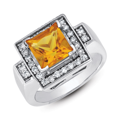 Citrine and diamond ring