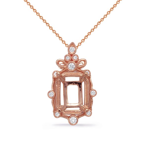 Rose Gold Diamond Pendant 5x3 Ec Center