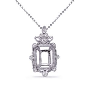 White Gold Diamond Pendant 7x5 Ec Center