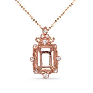 Rose Gold Diamond Pendant 8x6 Ec Center
