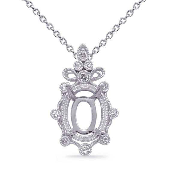 White Gold Diamond Pendant 11x9mm Oval