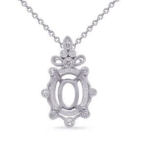 White Gold Diamond Pendant 6x4mm Oval