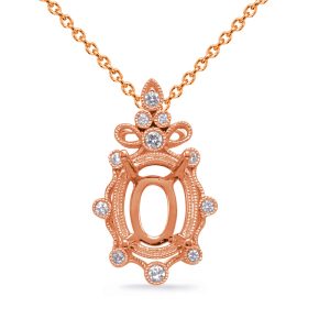 Rose Gold Diamond Pendant 7x5mm Oval