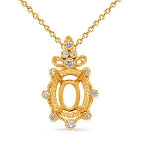 Yellow Gold Diamond Pendant 8x6mm Oval