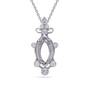White Gold Diamond Pendant 11x5.5mm