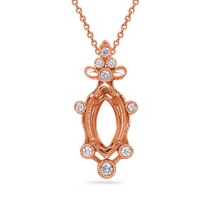 Rose Gold Diamond Pendant 8x4mm