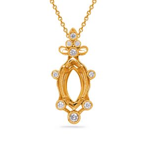 Yellow Gold Diamond Pendant 9x4.5mm