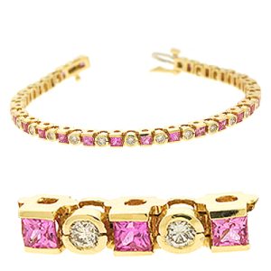 Pink Sapphire./ Dia Bracelet