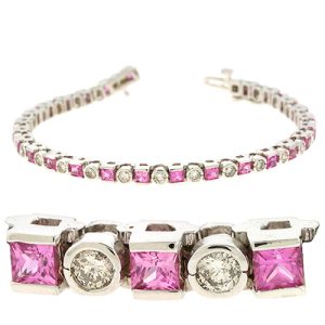 Pink Sapphire./ Diamond Brac