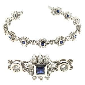 Sapp./ Dia White Gold Bracelet