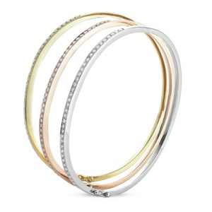 White & Rose & Yellow Gold Bangle