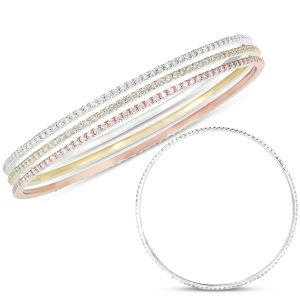 White & Rose & Yellow Gold Bangle