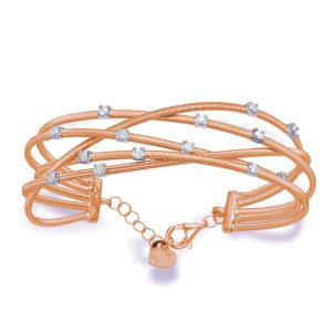 Rose and White Gold Bangle Italian Made