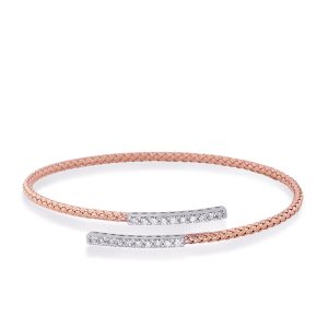 White & Rose Gold Bangle Italian Made