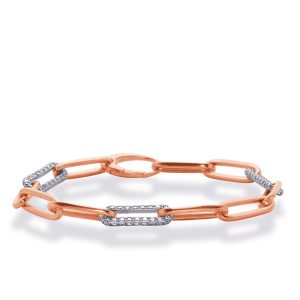 Rose & White Gold Paper Clip Bracelet