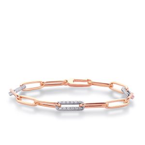 Rose & White Gold Paper Clip Bracelet
