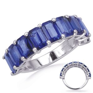 White Gold Diffused Sapphire Band