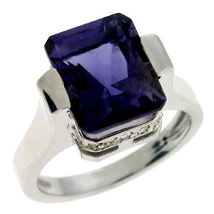 Iolite & Diamond Ring