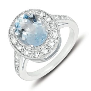 Aquamarine & Diamond Ring