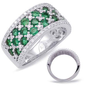 White Gold Emerald & Diamond Ring