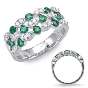 White Gold Emerald & Diamond Ring