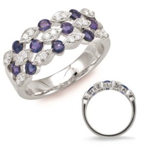 White Gold Sapphire & Diamond Ring