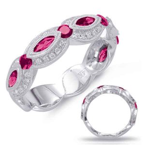 White Gold Ruby & Diamond Ring