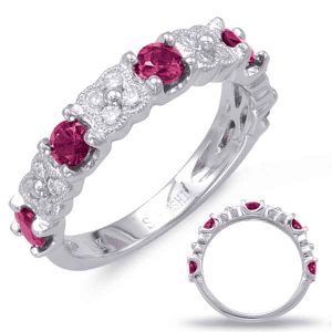 White Gold Ruby & Diamond Ring