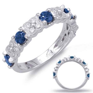 White Gold Sapphire & Diamond Ring