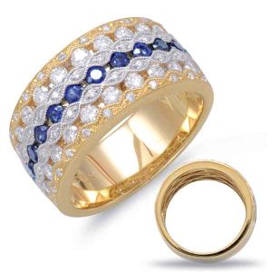 Yellow & White Sapphire & Diamond Ring