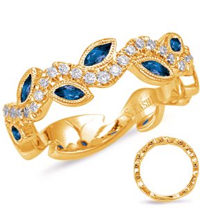Yellow Gold Sapphire & Diamond Ring