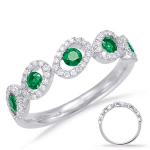 White Gold Emerald & Diamond Ring