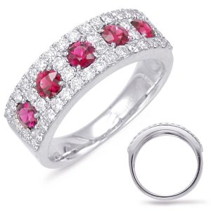 White Gold Ruby & Diamond Ring