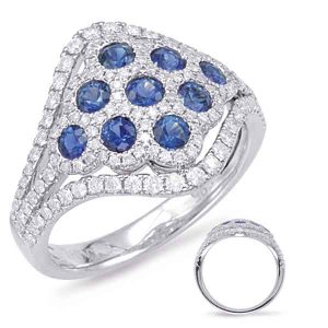 White Gold Sapphire & Diamond Ring