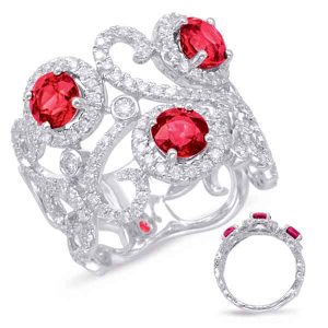 White Gold Ruby & Diamond Ring