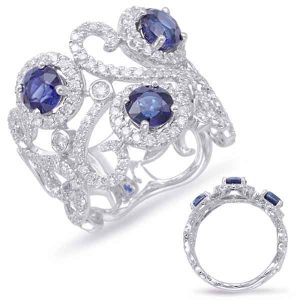 White Gold Sapphire & Diamond Ring