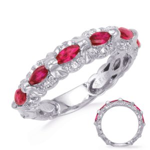 White Gold Ruby & Diamond Ring