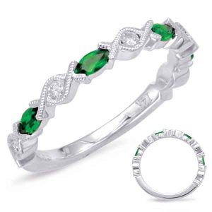 White Gold Emerald  & Diamond Ring