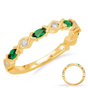 Yellow Gold Emerald  & Diamond Ring
