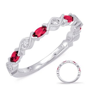 White Gold Ruby & Diamond Ring
