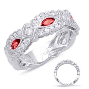 White Gold Ruby & Diamond Ring