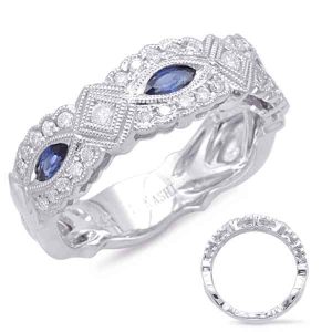 White Gold Sapphire & Diamond Ring
