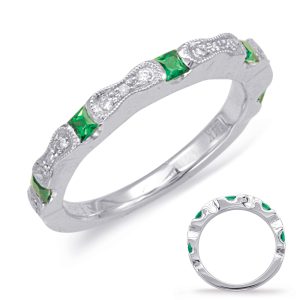 White Gold Emerald & Diamond Ring
