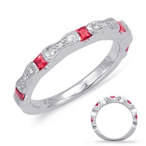 White Gold Ruby & Diamond Ring