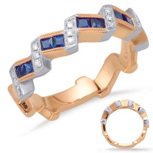 Rose & White Sapphire & Diamond Ring