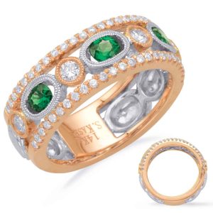 Rose & White Gold Emd & Dia Ring