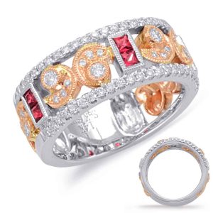 Rose & White Gold Ruby & Diamond Ring