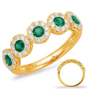 Yellow Gold Emerald & Diamond Ring