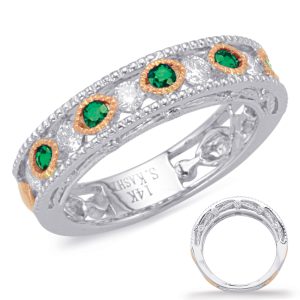 Rose & White Gold Emerald & Diamond Ring