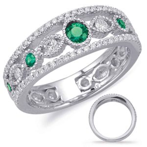 White Gold Emerald & Diamond Ring